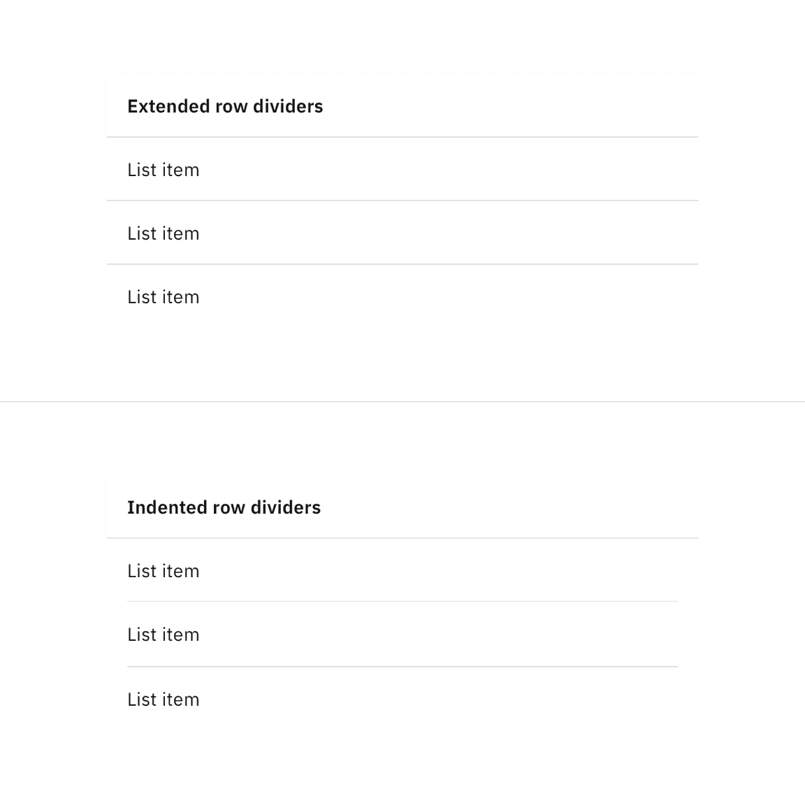 Contained list row dividers